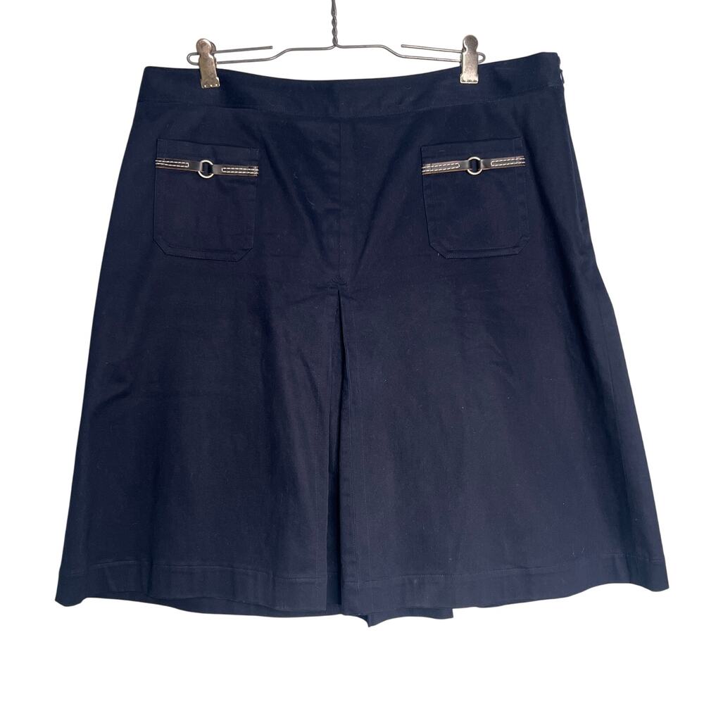 Nautica Skirt Size 12 Navy Blue Classic A Line Kick Pleat Knee Length Pockets